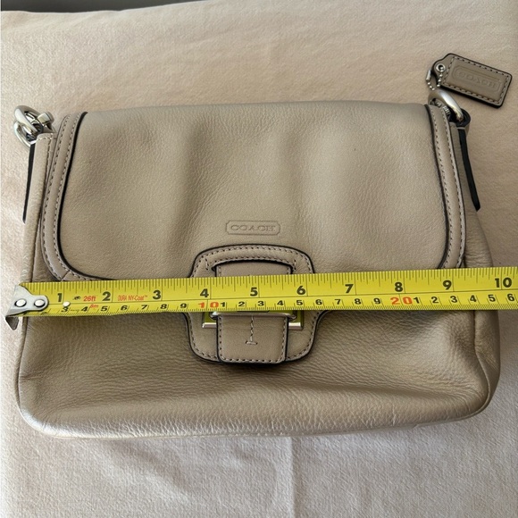 Coach Metallic Beige Leather Taylor Flap Bag - Picture 8 of 13